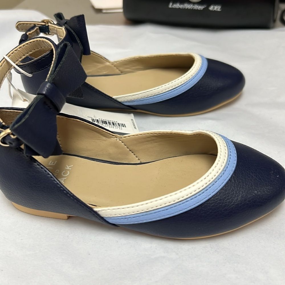 Janie and Jack 100046520 Girl Merchant Marine Bow Strap Ballet Flat size 9 NWT - Picture 2 of 9